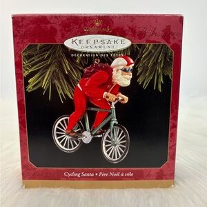Hallmark Keepsake Santa on Bicycle Ornament - Red and Green